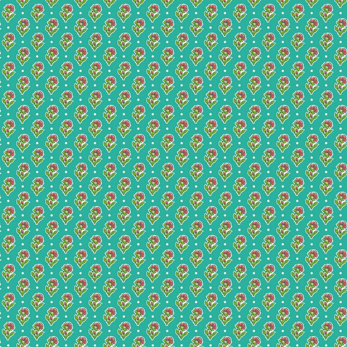 Cottage Charm - Floral Spot in Teal - Deborah Edwards - Northcott (Pre-order: Nov 2026)