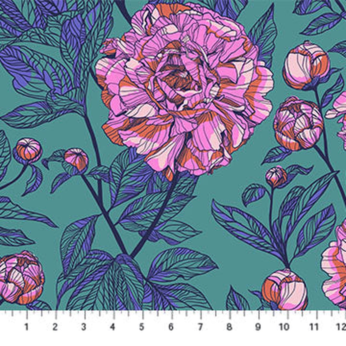 Indelible - Peony Jade 108" Wideback 15m (BAMT1003-78) - Anna Maria - Northcott - Full Bolt (15m)
