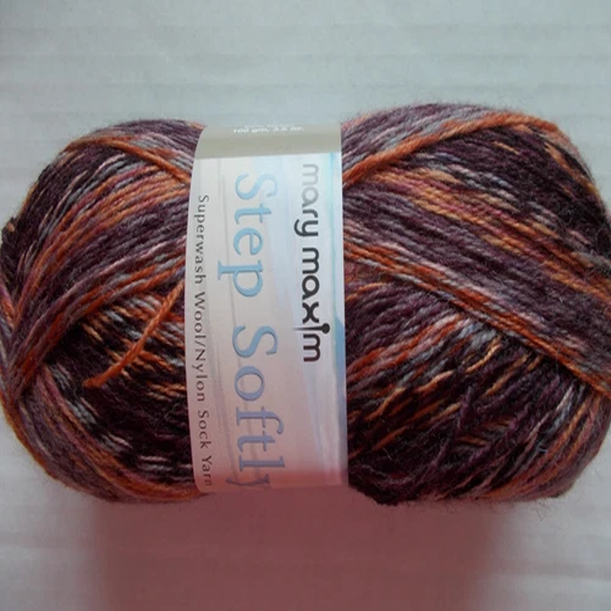 Mary Maxim Step Softly wool blend sock yarn, Autumn Mix, 1 skein (430 yds)