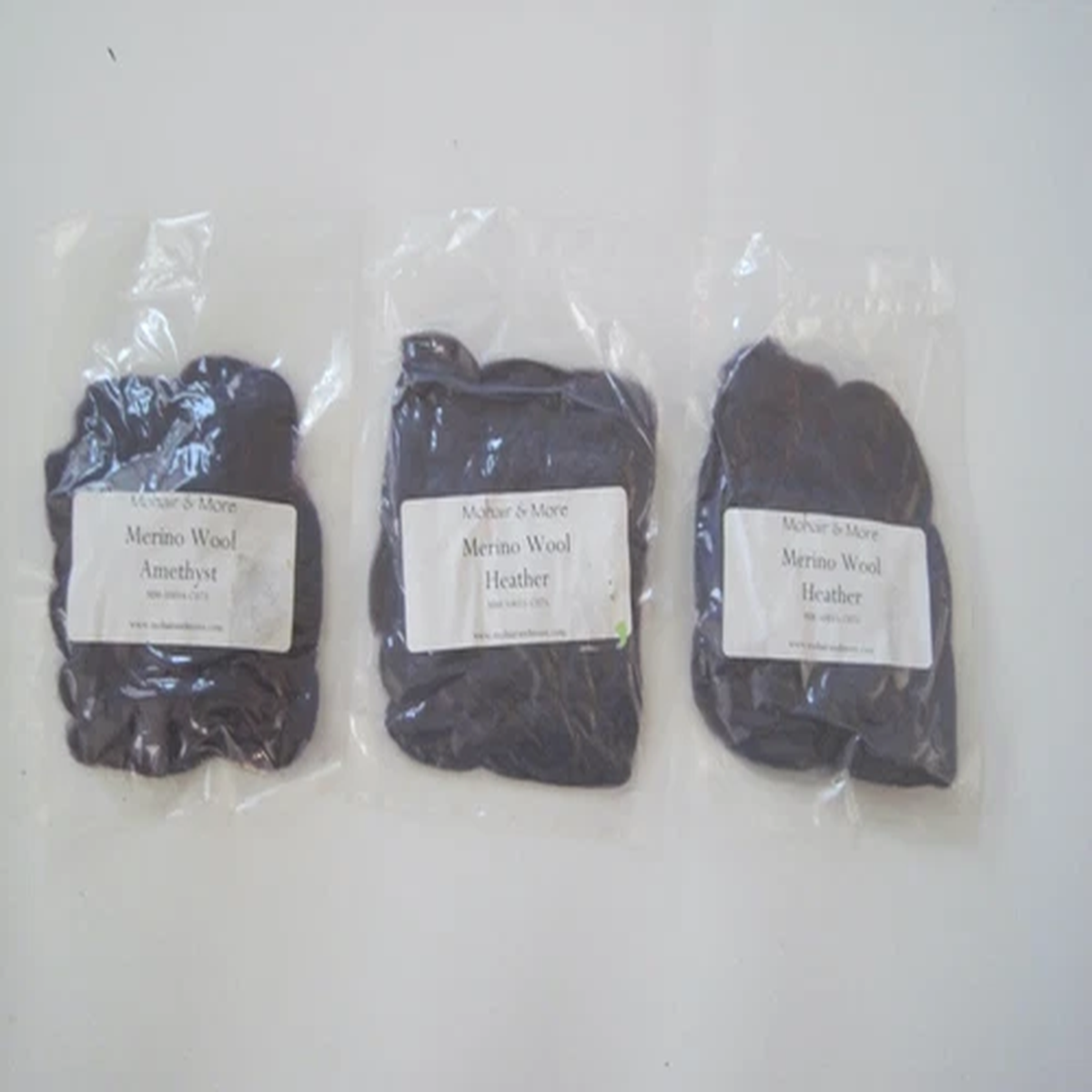 Mohair & More Merino Wool 4 Ounce Bag Purple Colors Heather Amethyst Lot 3 New