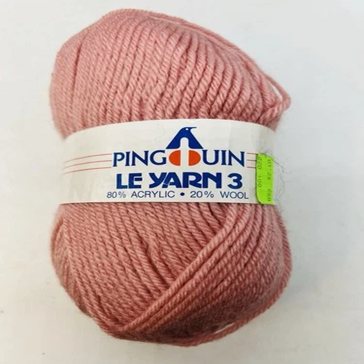 Pinguin Le Yarn Pink 20% Wool Yarn 3.5 Ounce Skein 100 gm Color 105