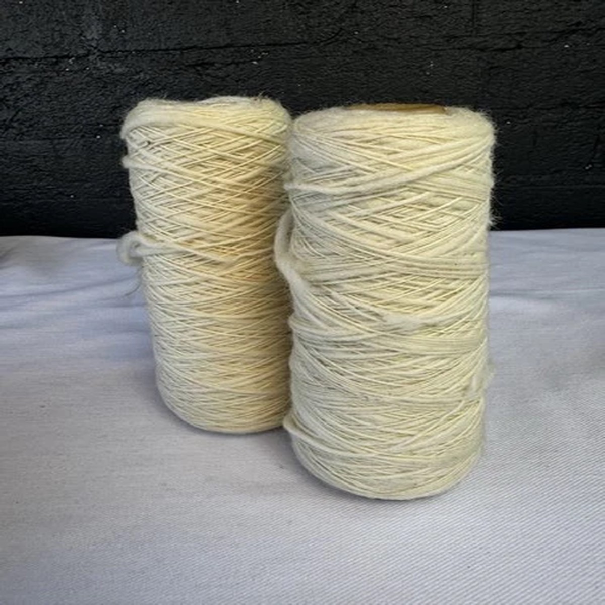 Vintage Slub Wool Yarn Cones Cream White Uniroyal Luster Estate Lot Weaving