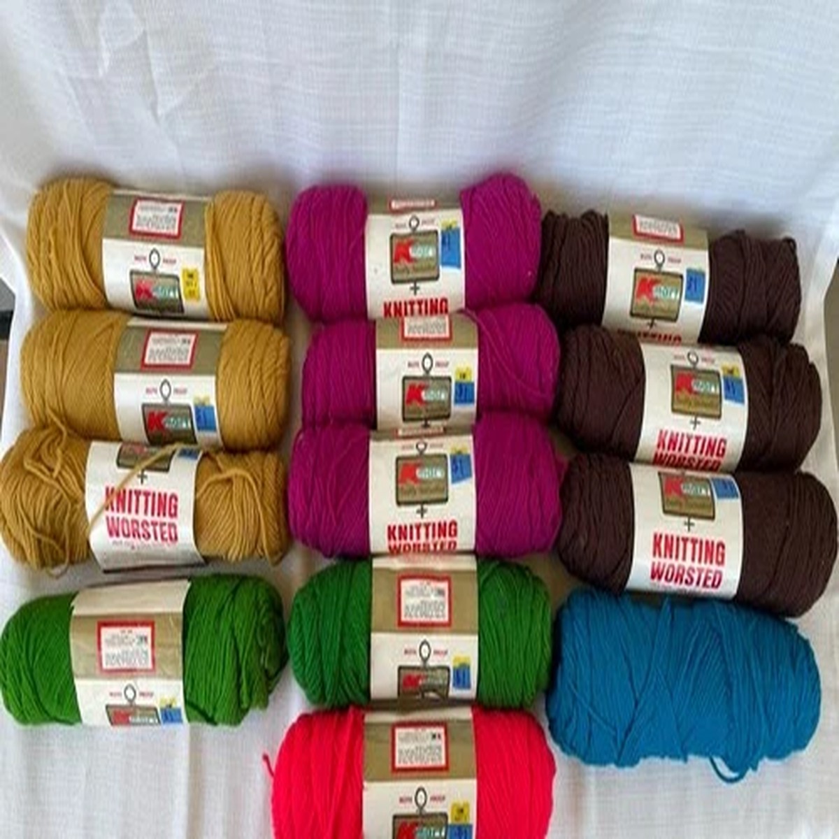 VTG Kmart 100% Virgin Wool Knitting Worsted Yarn Lot - 13 Skeins!