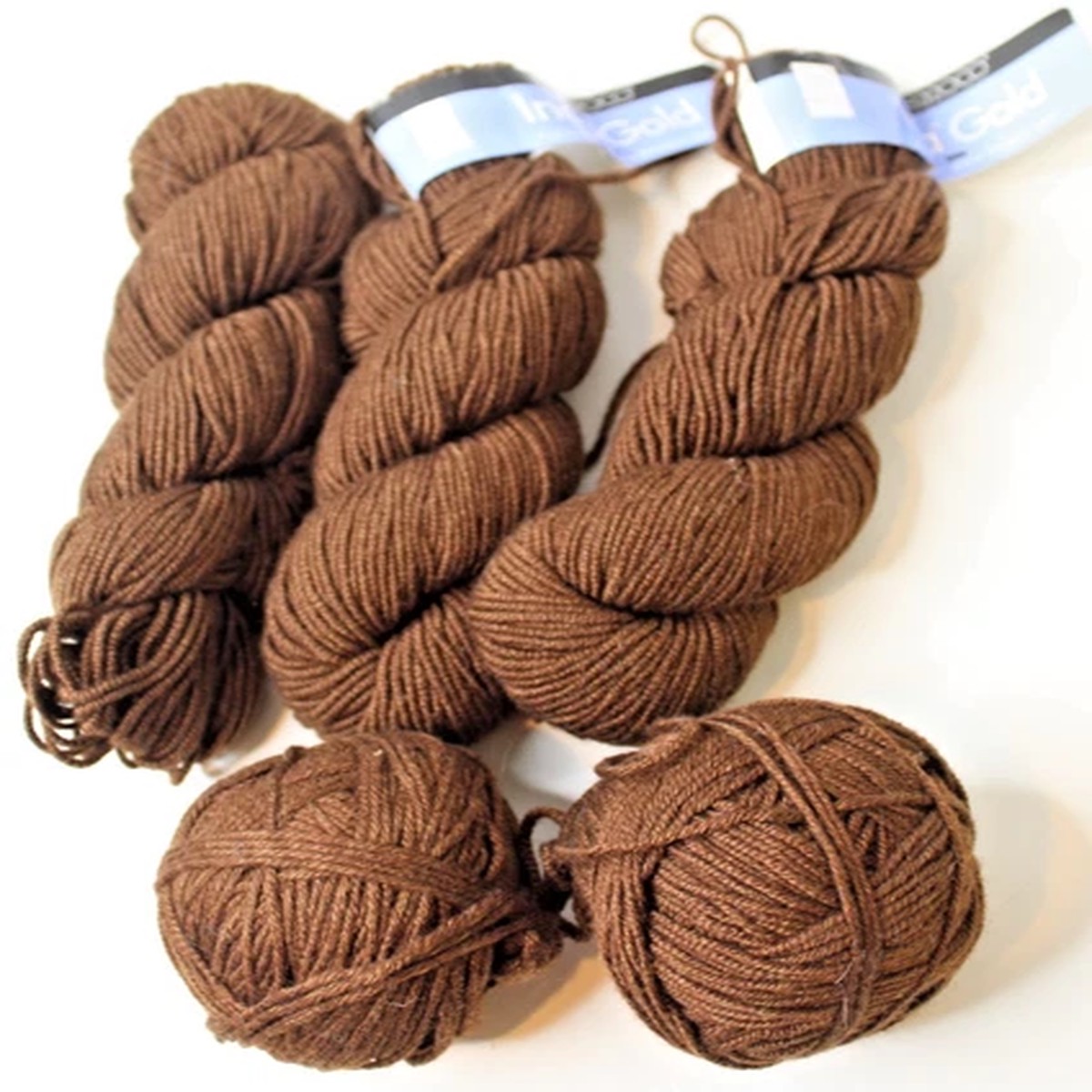 5 Skeins Berroco Inca Gold Yarn - #6405 Dark Brown - 80% Wool/20% Silk - Peru