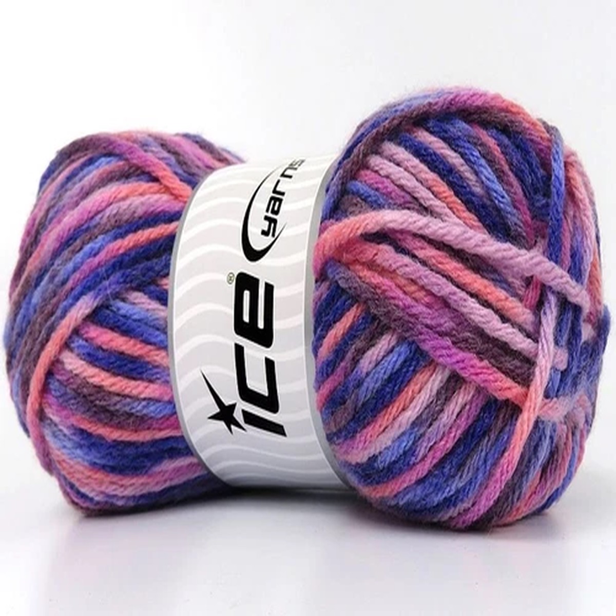 Carnival Pink Blue + 80094 Ice Yarns Wool Acryl Blend Bulky Variegated 100g 131y