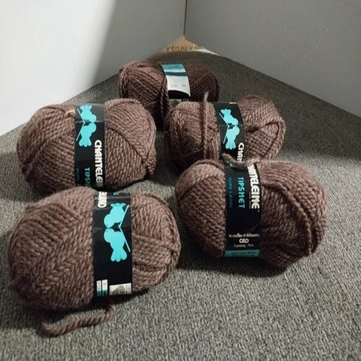 Chanteleine Tipshet Yarn 100% Wool 50g 83yds Brown - Lot Of 5