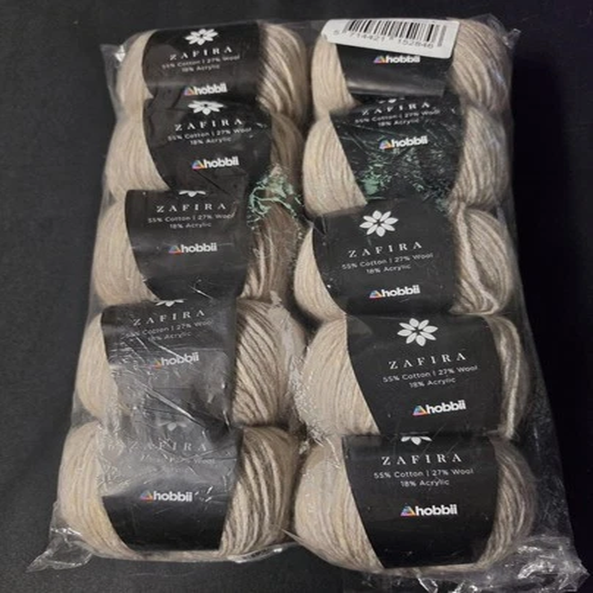 Hobbii afira Yarn Lot of 10 Skeins Beige Neutral Cotton Wool Acylic Blend NEW