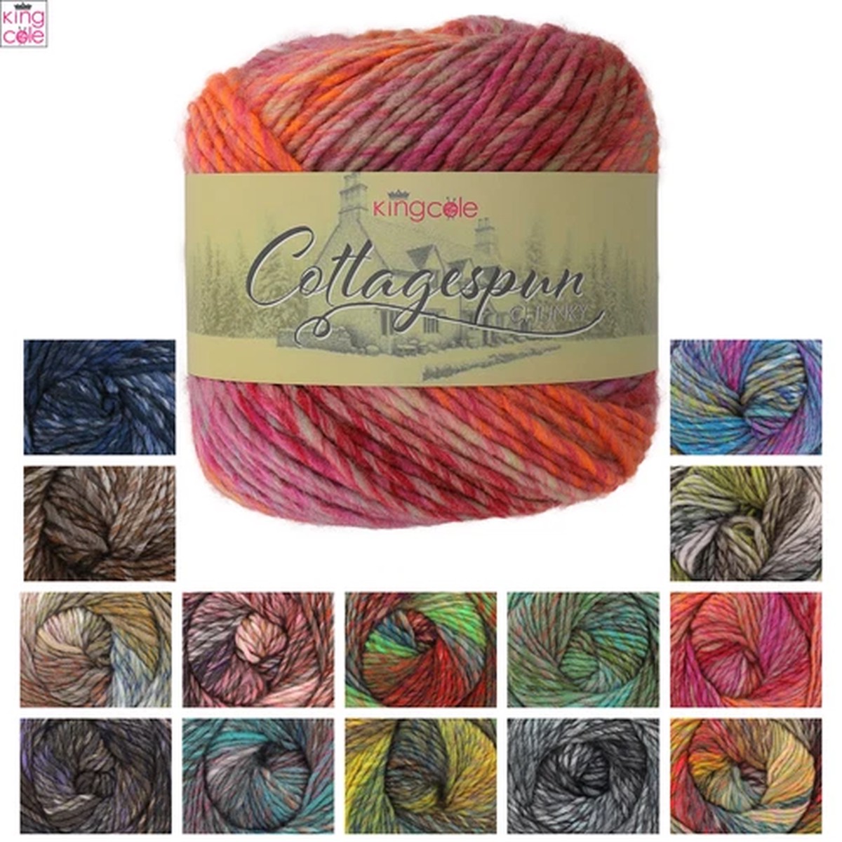 King Cole Cottagespun Chunky 150g - Yarn wool Knitting Crochet Craft