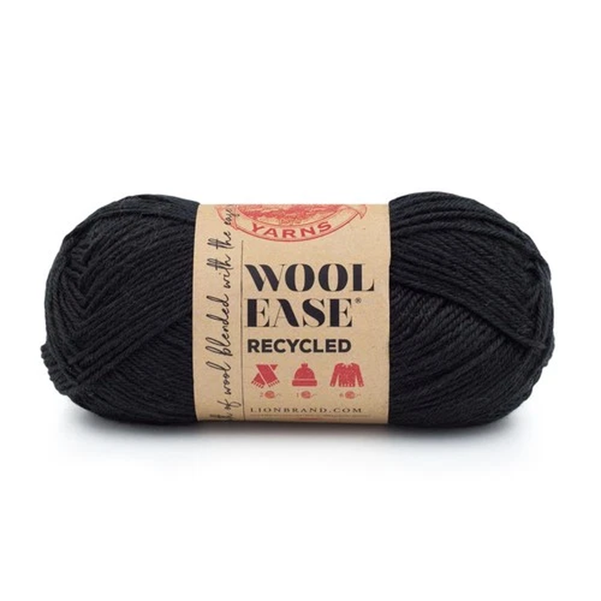 Lion Brand Yarn Wool-Ease Recycled Light Worsted-Weight 1 Pack, Black