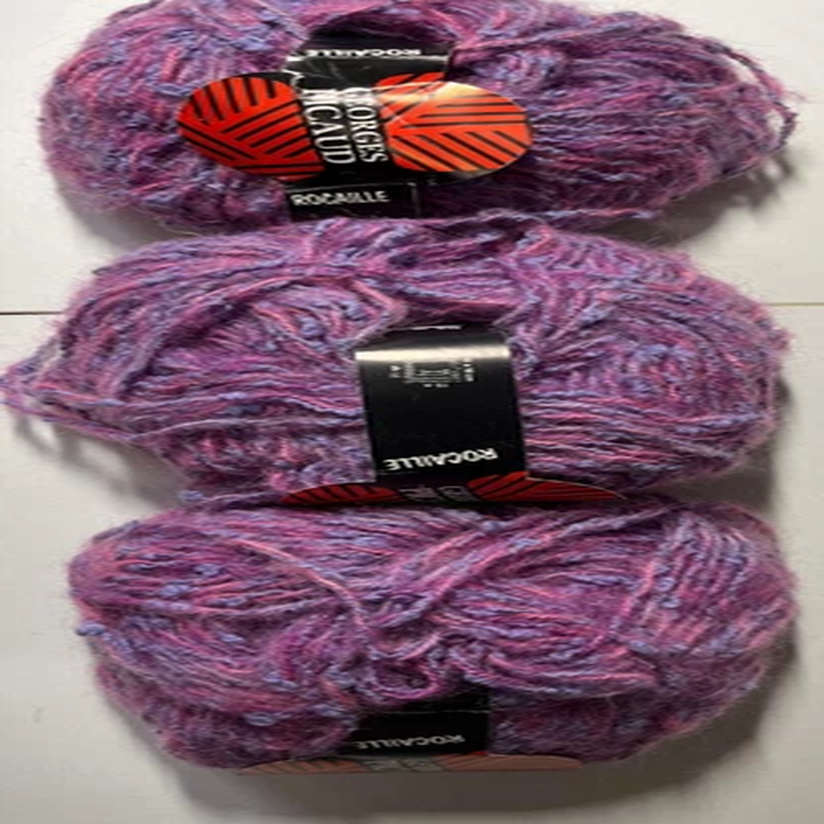 (lot of 3) Georges Picaud ROCAILLE cotton/mohair/acrylic blend Pink/Purple 50g