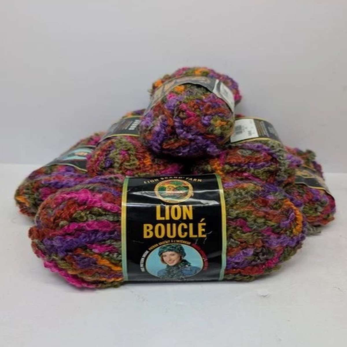 Lot of 7 Lion Boucle Brand Yarn Mohair Blend Tutti Fruitti 2.5oz57yd Lot 31678