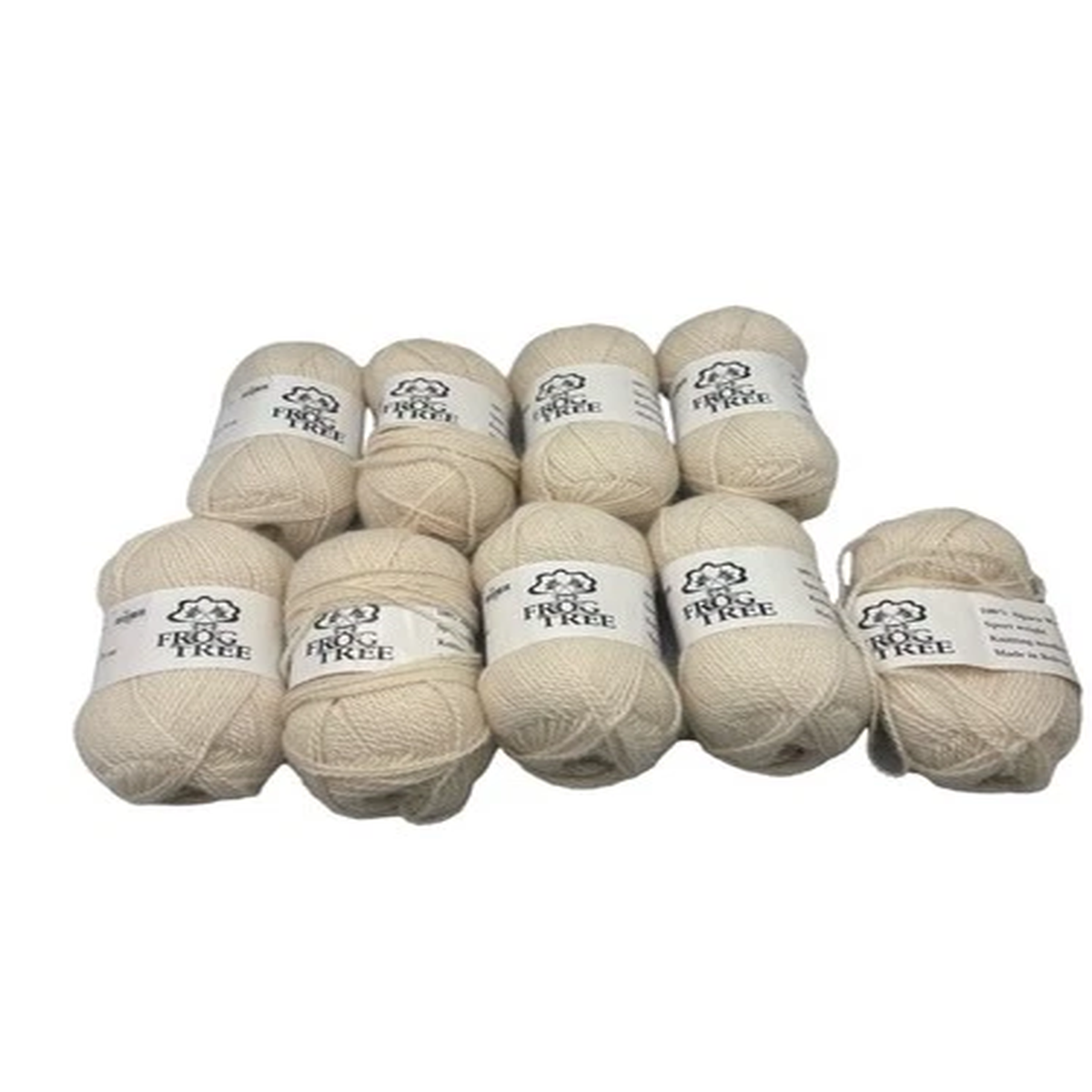 Lot of 9 Frog Tree Alpaca Wool Sport Weight Yarn Skeins Off White Cream 1.75 Oz
