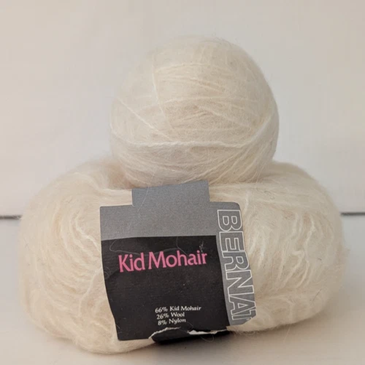 ONE 1.4 oz Ball Bernat KID MOHAIR White Yarn + one ball