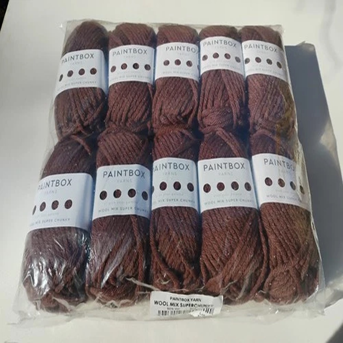 Paintbox 'Wool Super Chunky' (50% Wool, 50% Acrylic) 60y, 100g, Lot of 10,# 910