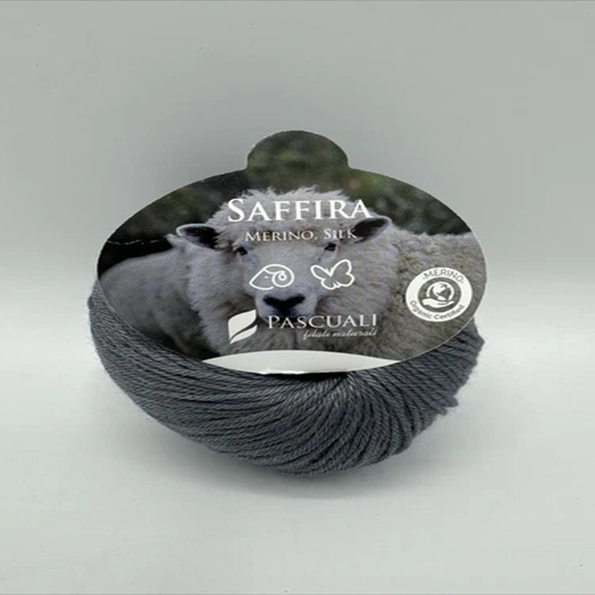 Pascuali Saffira Yarn Merino Wool Mulberry Silk 50g 218yds, #14 Gray (10 Pack)
