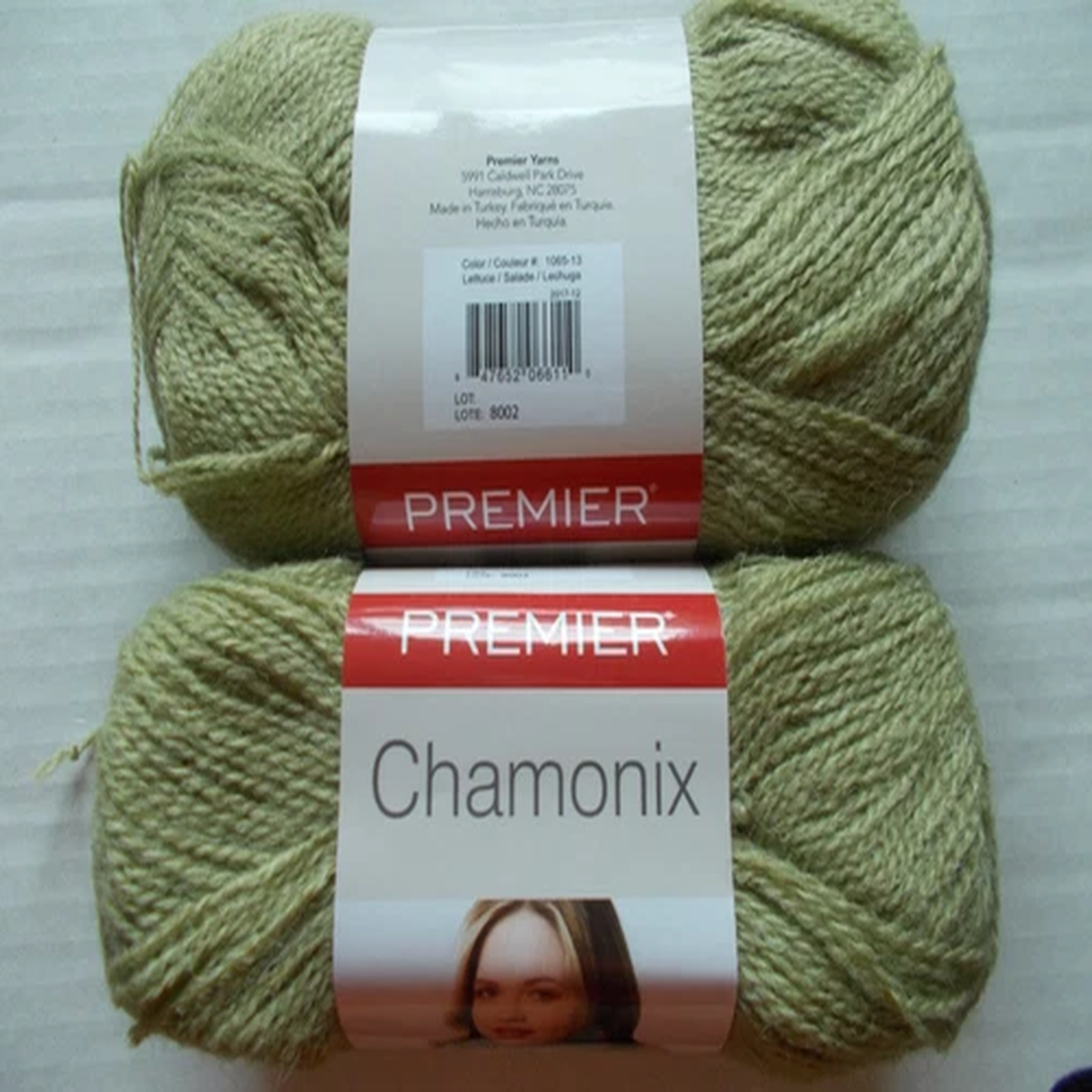 Premier Chamonix mohair blend yarn, Lettuce, lot of 2 (380 yds each)