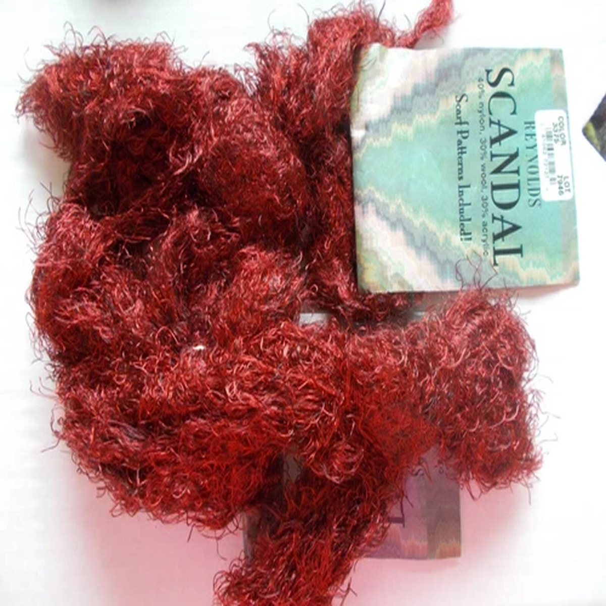 Reynolds Scandal wool blend fashion yarn, Crimson (burgundy), lot of 2 skeins