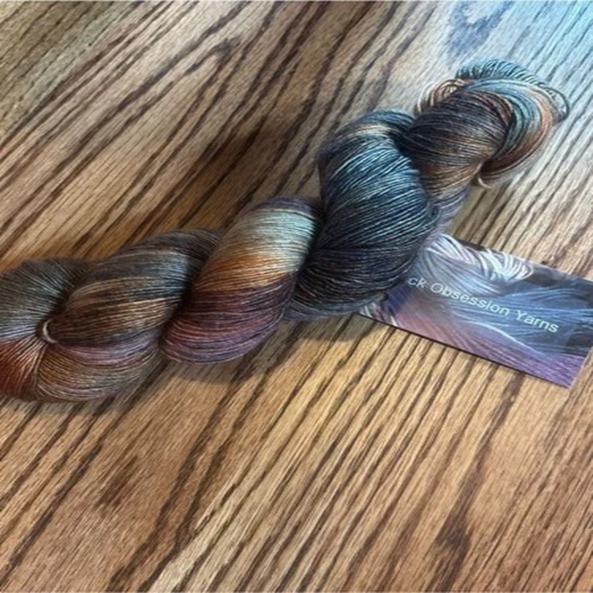 Sock Obsession Yarn Fingering Variegated Superwash Merino Wool Silk Brown Gray
