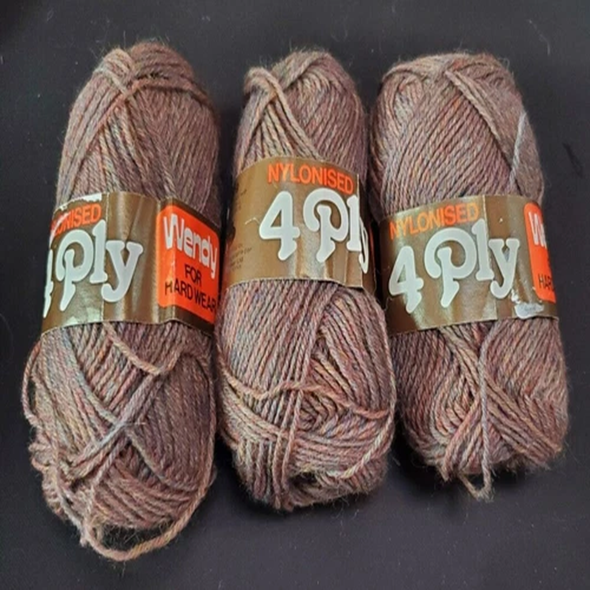 3 Wendy For Hard Wear Yarn Brown Variegated 4 Ply Wool/ Nylon Blend