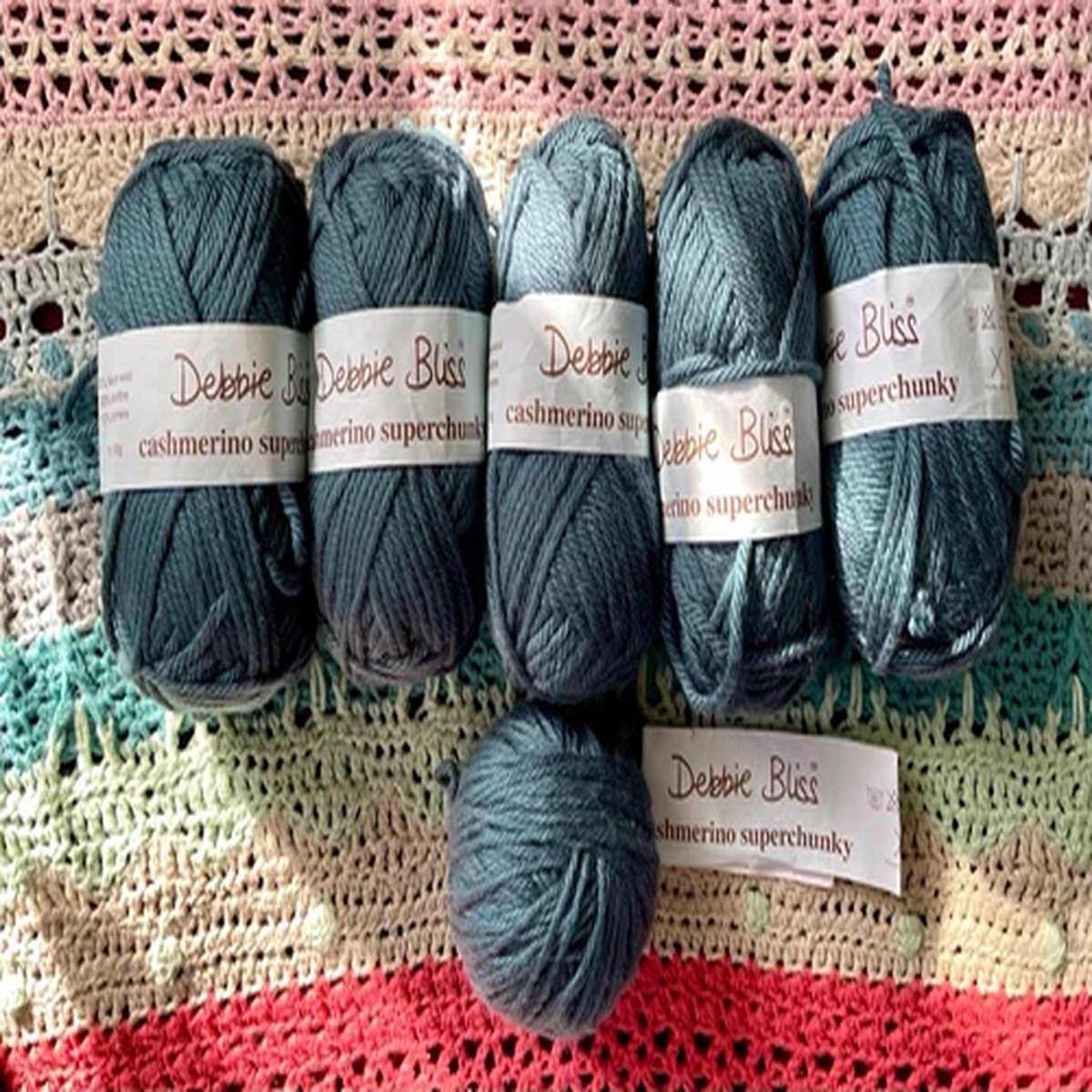 Debbie Bliss Cashmerino Superchunky Designer Wool Cashmere Teal 6x 100g Skeins