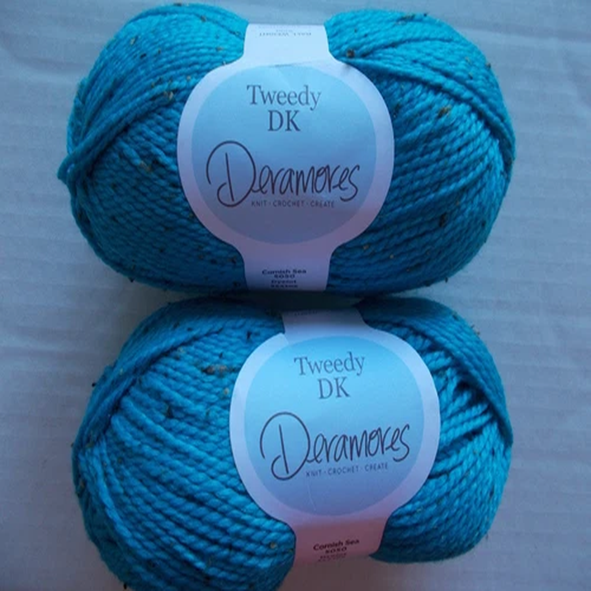 Deramores Tweedy DK wool blend yarn, Cornish Sea, lot of 2 (200 yds ea)