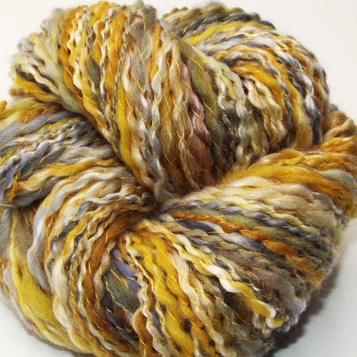 Handspun yarn, Merino Wool, Silk, 111 yards, Tan, Gold, Lavender, Super Soft