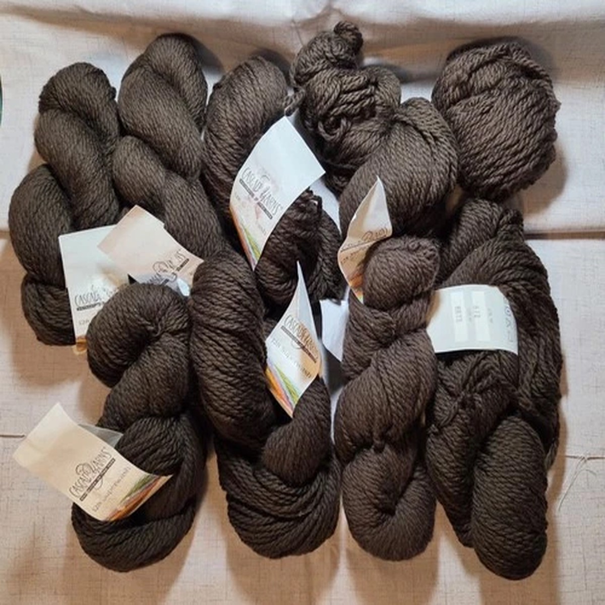 Lot 9 Skeins Cascade Yarns 128 Super Wash Merino Wool Yarn 872 Bitter Chocolate