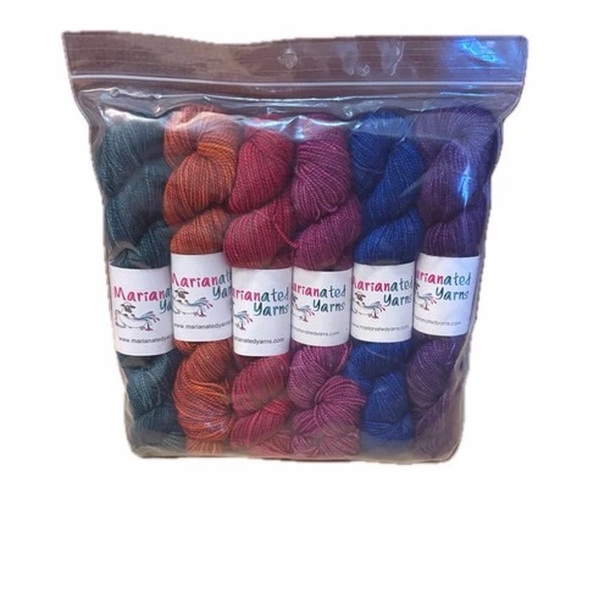 Marianated Yarn 6 Pack Gradient Set - Dragon Scales - Super Wash Merino/cashmere