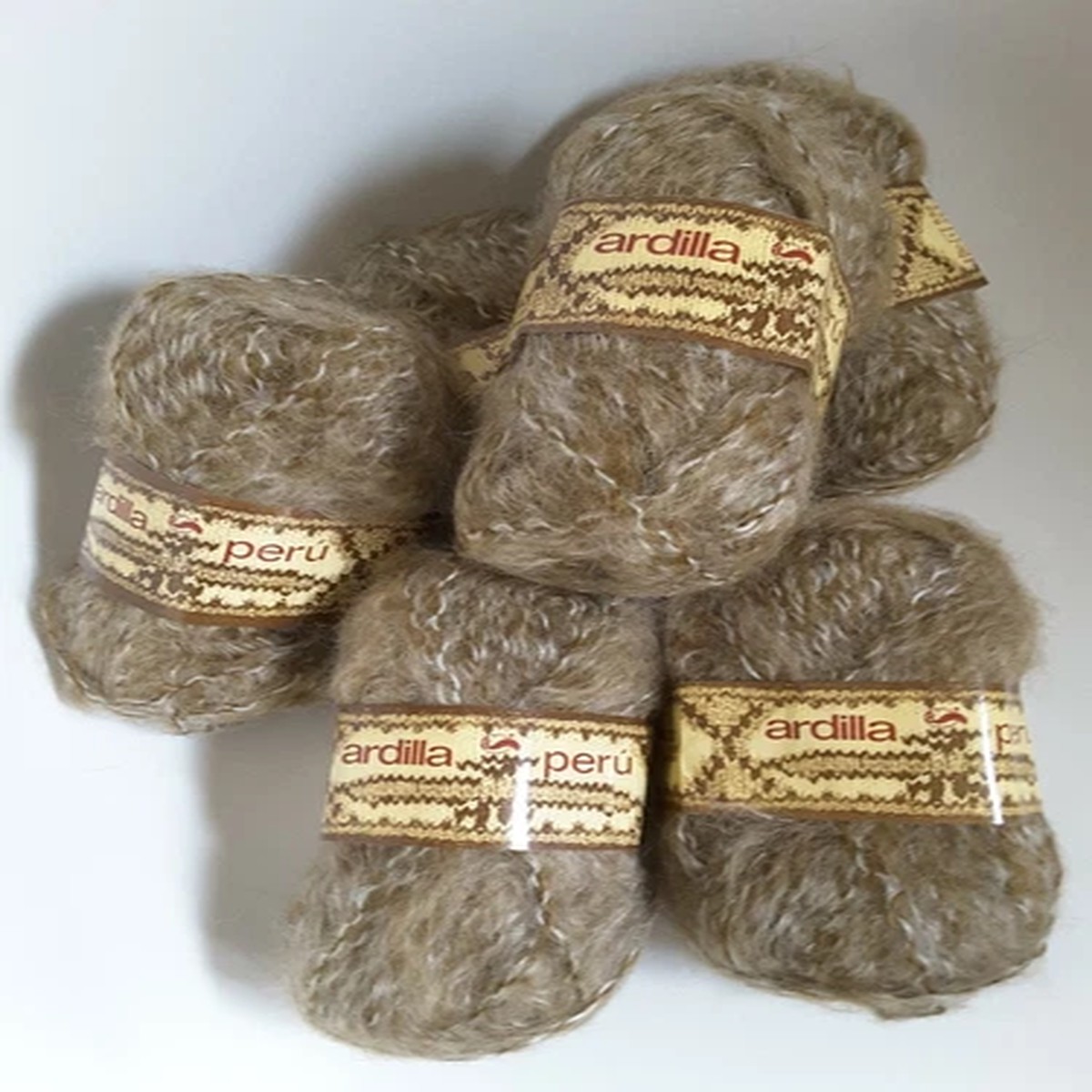 6 x ARDILLA PERU KHAKI BROWN 50% MOHAIR YARN 50gr each