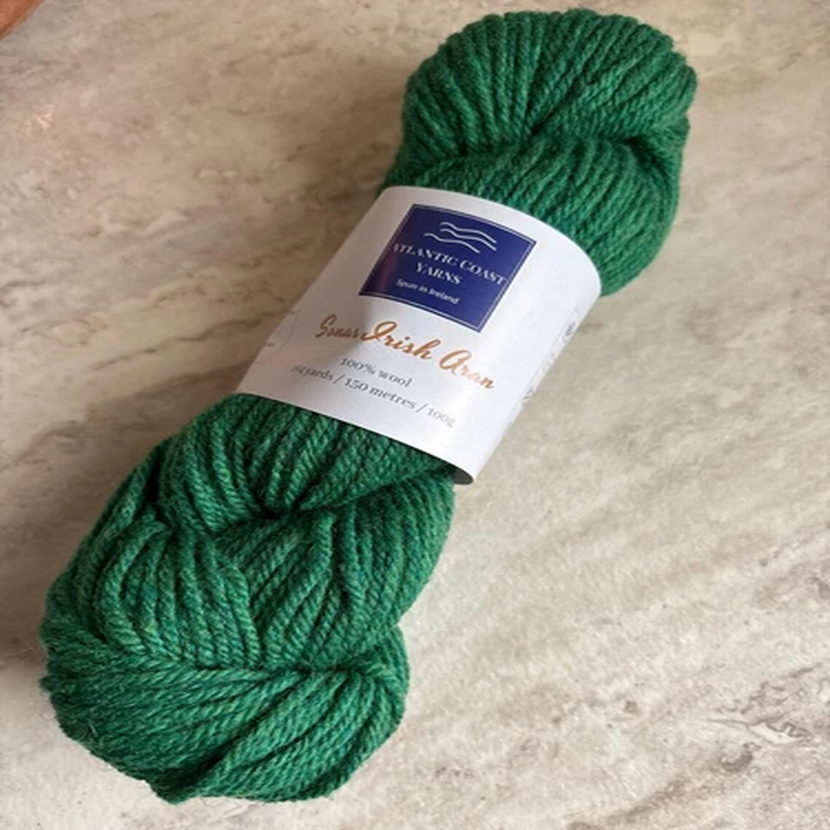 Atlantic Coast Yarns Sonas Irish Aran Wool Ireland, Color 006- Emerald Green
