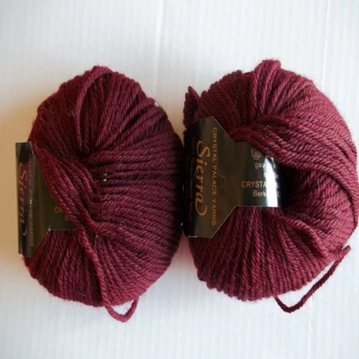 Crystal Palace Sierra 100% superwash wool yarn, burgundy, lot of 2 (95 yds each)