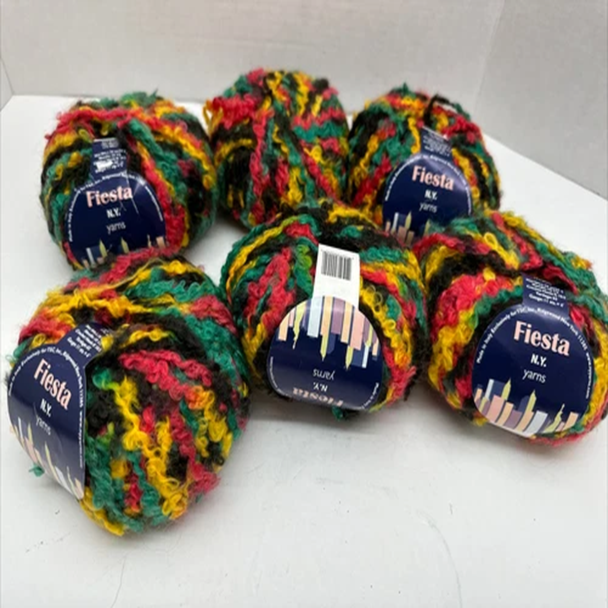 Fiesta N.Y. Yarns Color 6 Acrylic Mohair Wool Blend KNIT CROCHET Italy Lot of 6