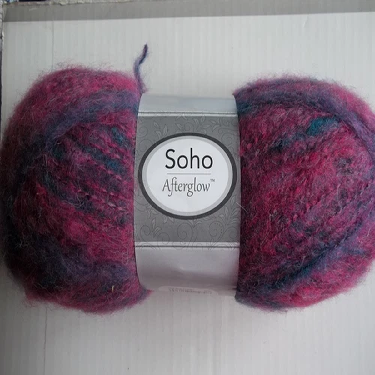 Herrschners Soho Afterglow wool/mohair blend yarn, Pink/Blue, 1 skein (328 yds)