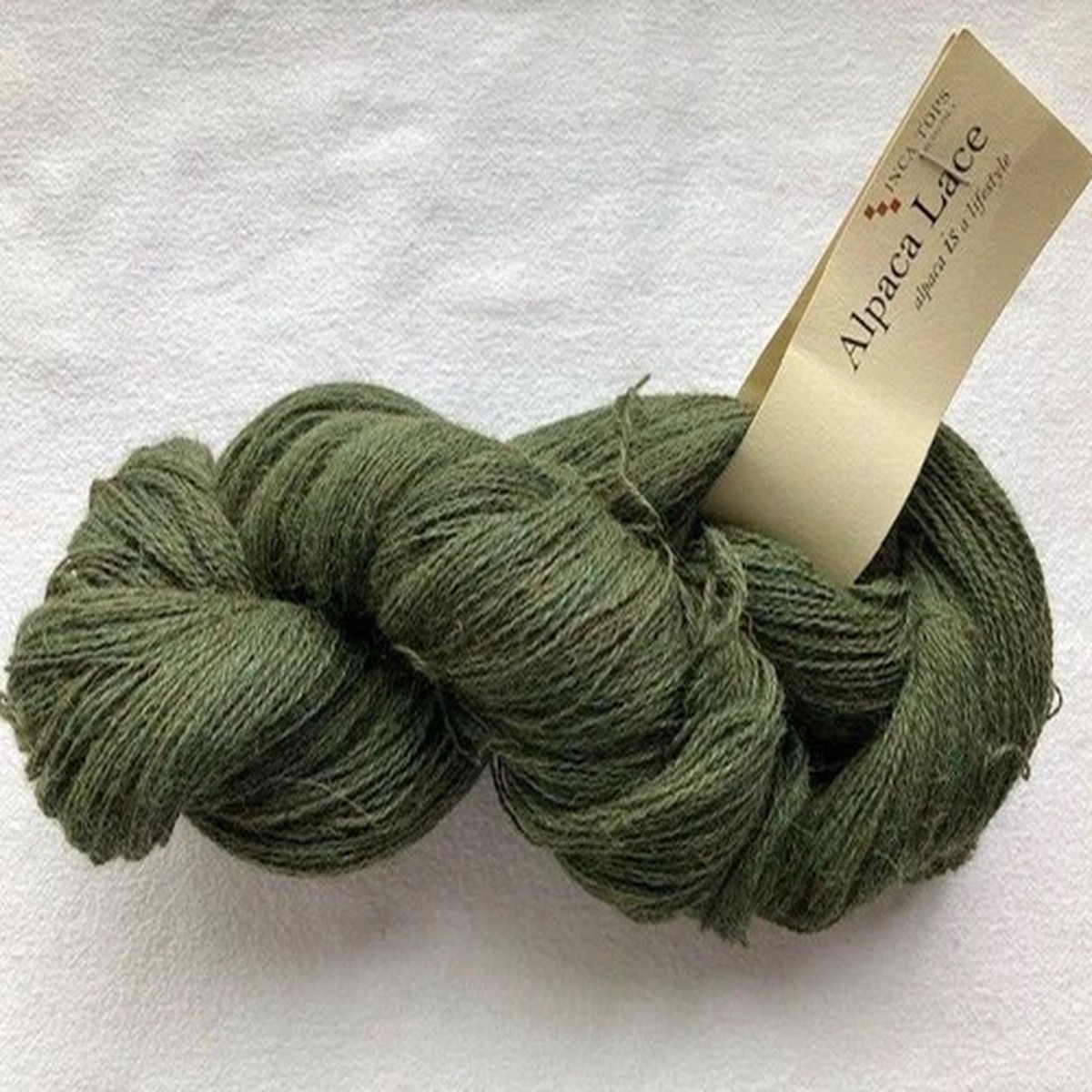 INCA TOPS 100% Alpaca Lace Hand Knitting Yarn 875 yards Color Moss