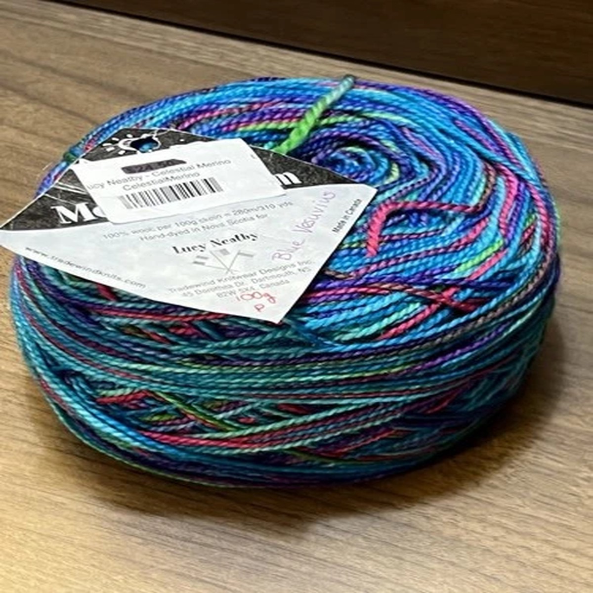 Lucy Neatby CELESTIAL MERINO Yarn BLUE VESUVIUS 100 % Wool 4oz/ 310yds