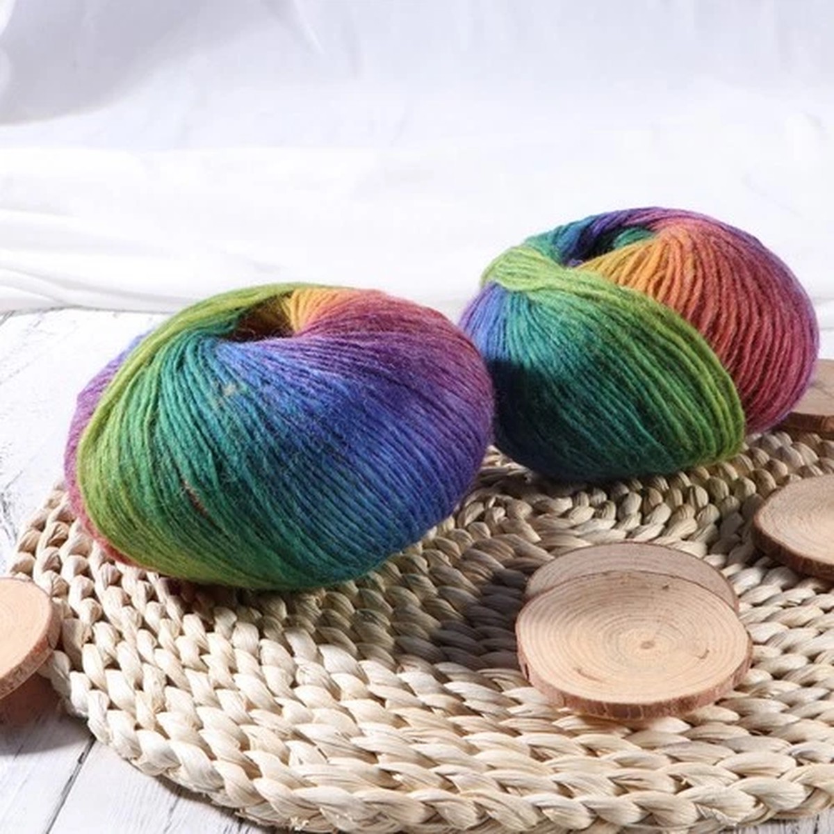 2Pcs Multicolor Wool Knitting Yarn Reusable for Sewing Crafts and Apparel