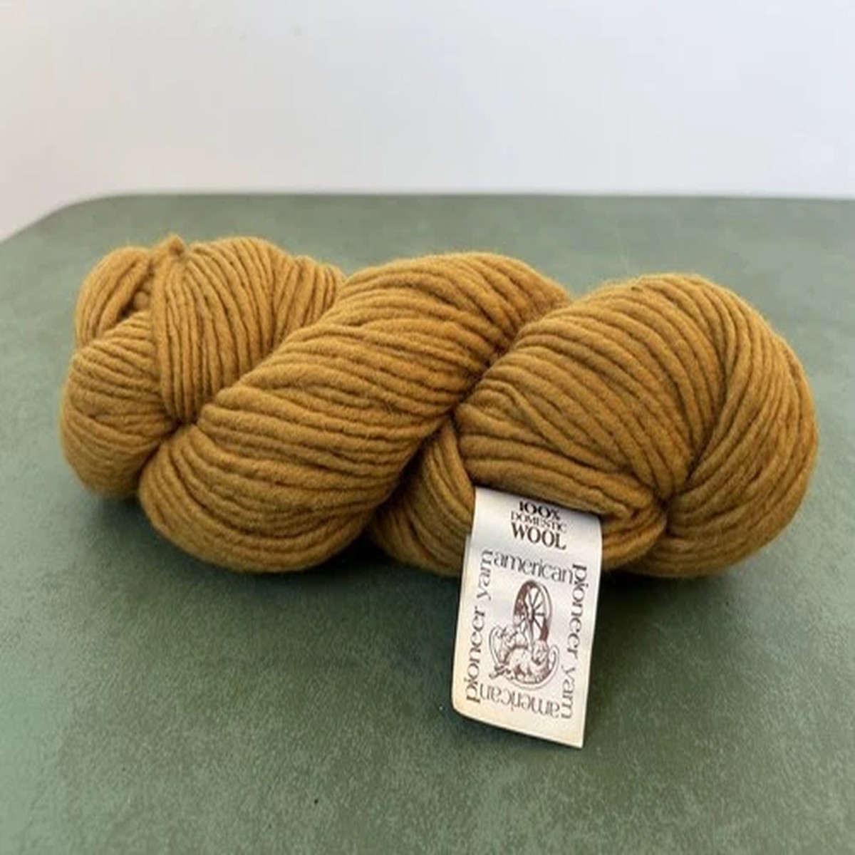 American Pioneer 100% Domestic Wool Yarn Mustard Yellow 100 Grams - 1 Hank - NOS