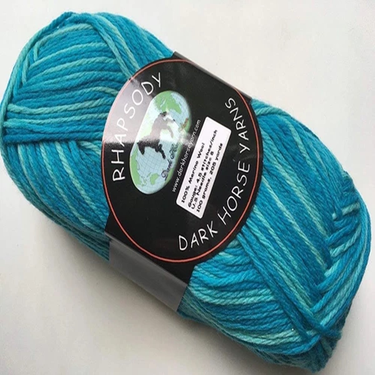 Dark Horse Yarns Rhapsody #157 Variegated Blue Green 100% Merino Wool Yarn 100gr