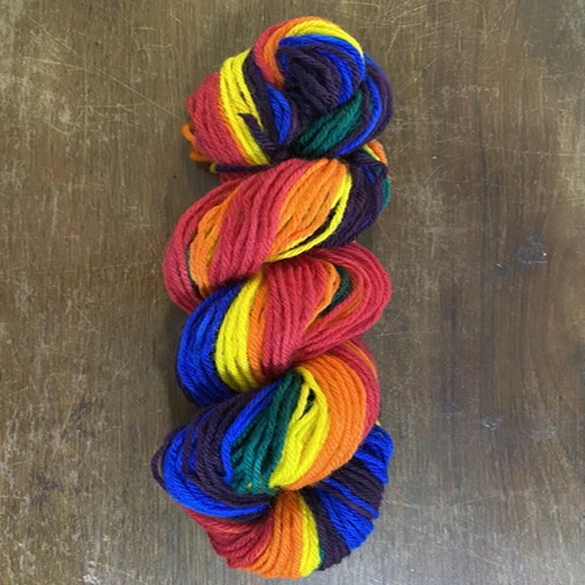 Hand Painted Rainbow Gradient Wool Yarn 50g