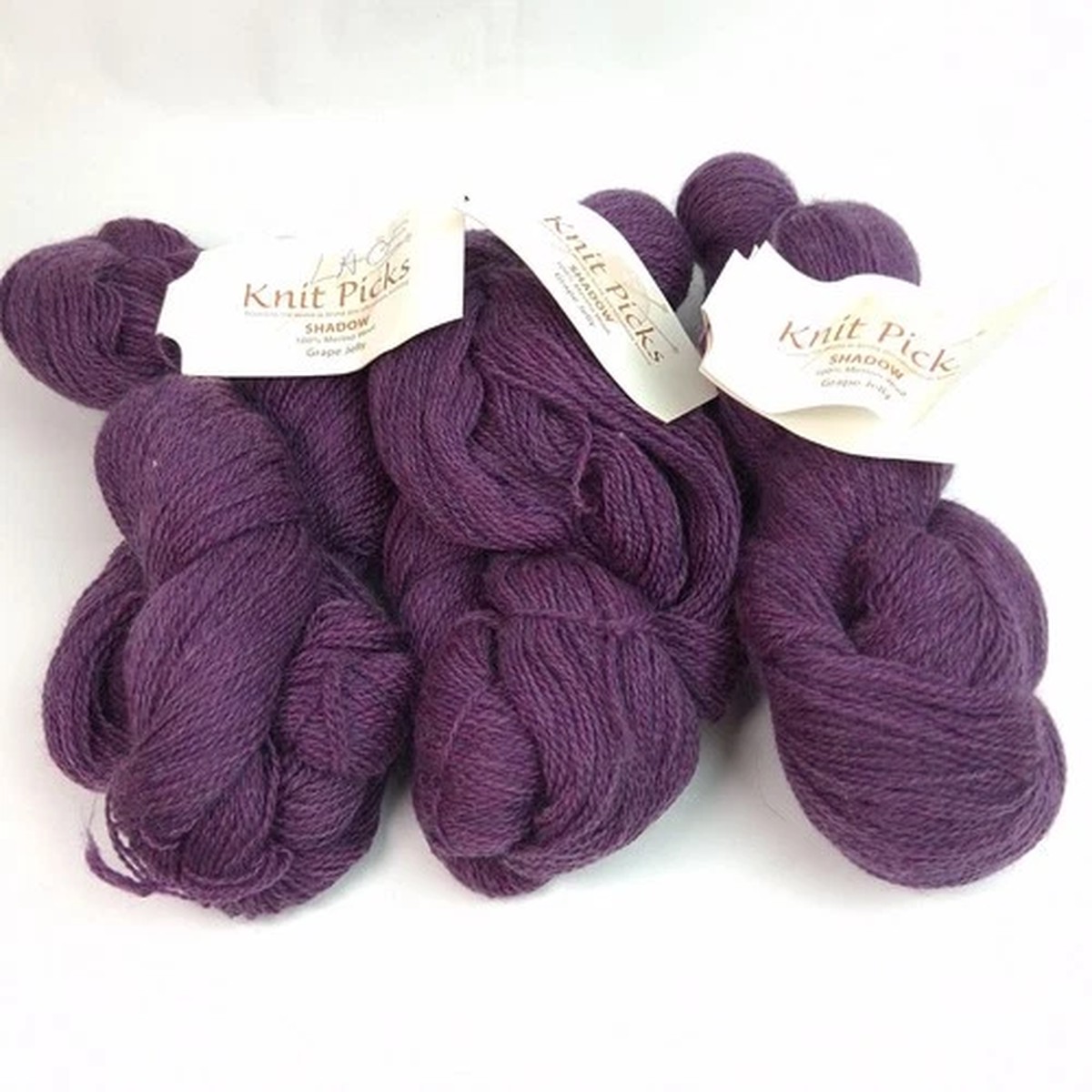Knit Picks Yarn Shadow Grape Jelly Lot of 3 Lace Weight Purple 100% Merino Wool