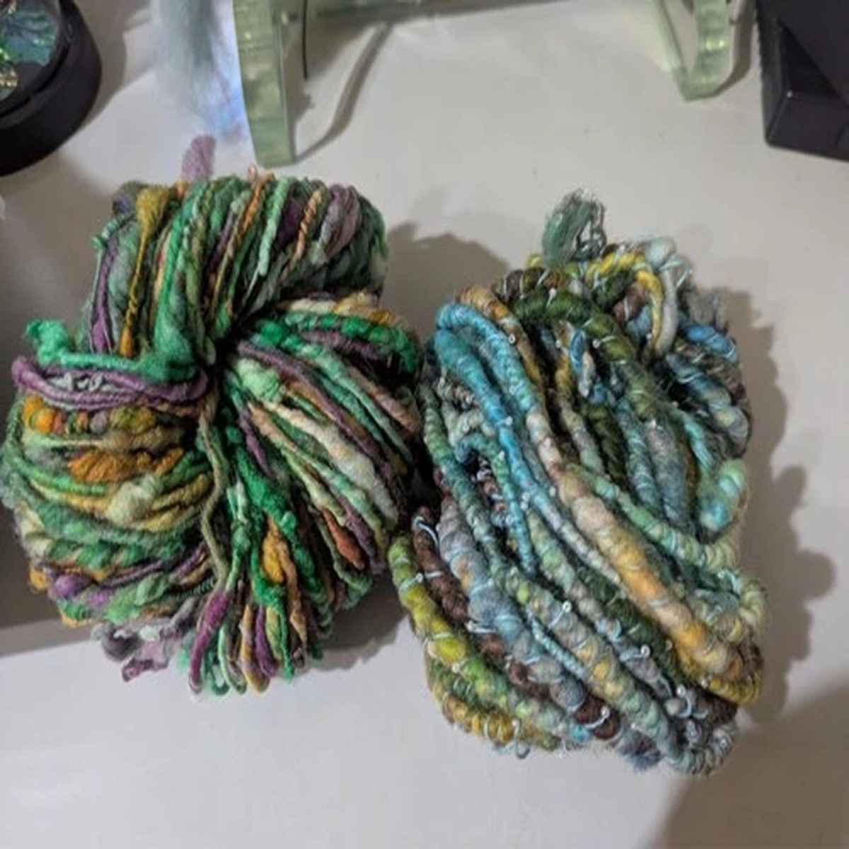 Lot#15 of Handspun Wool blend art Yarn 8.3 ounces total FREE USA shipping SOFT