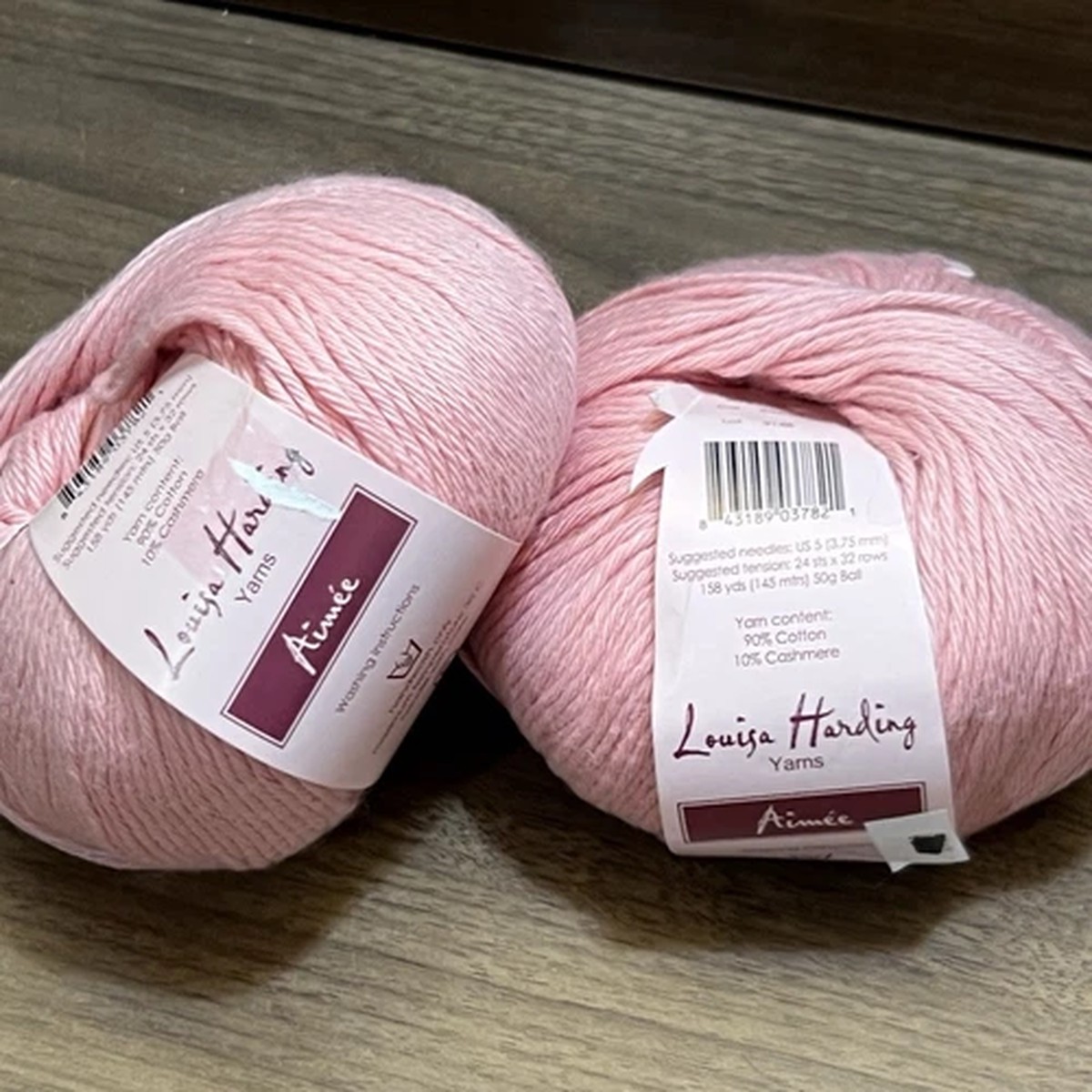 Louisa Harding AIMEE Yarn PINK AIM-03 Cotton Cashmere 50gr /158yds ea. Set of 2