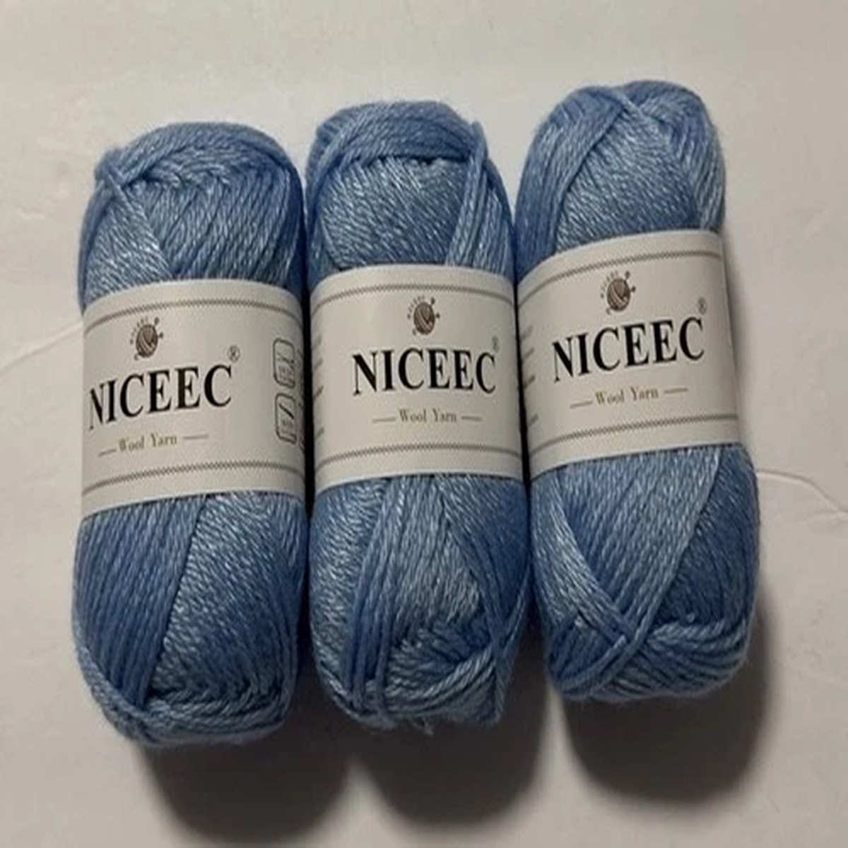 Niceec Wool Yarn Skeins 3 Blue Small 2X 4 Wool/Lyocell 50g 110 Yards