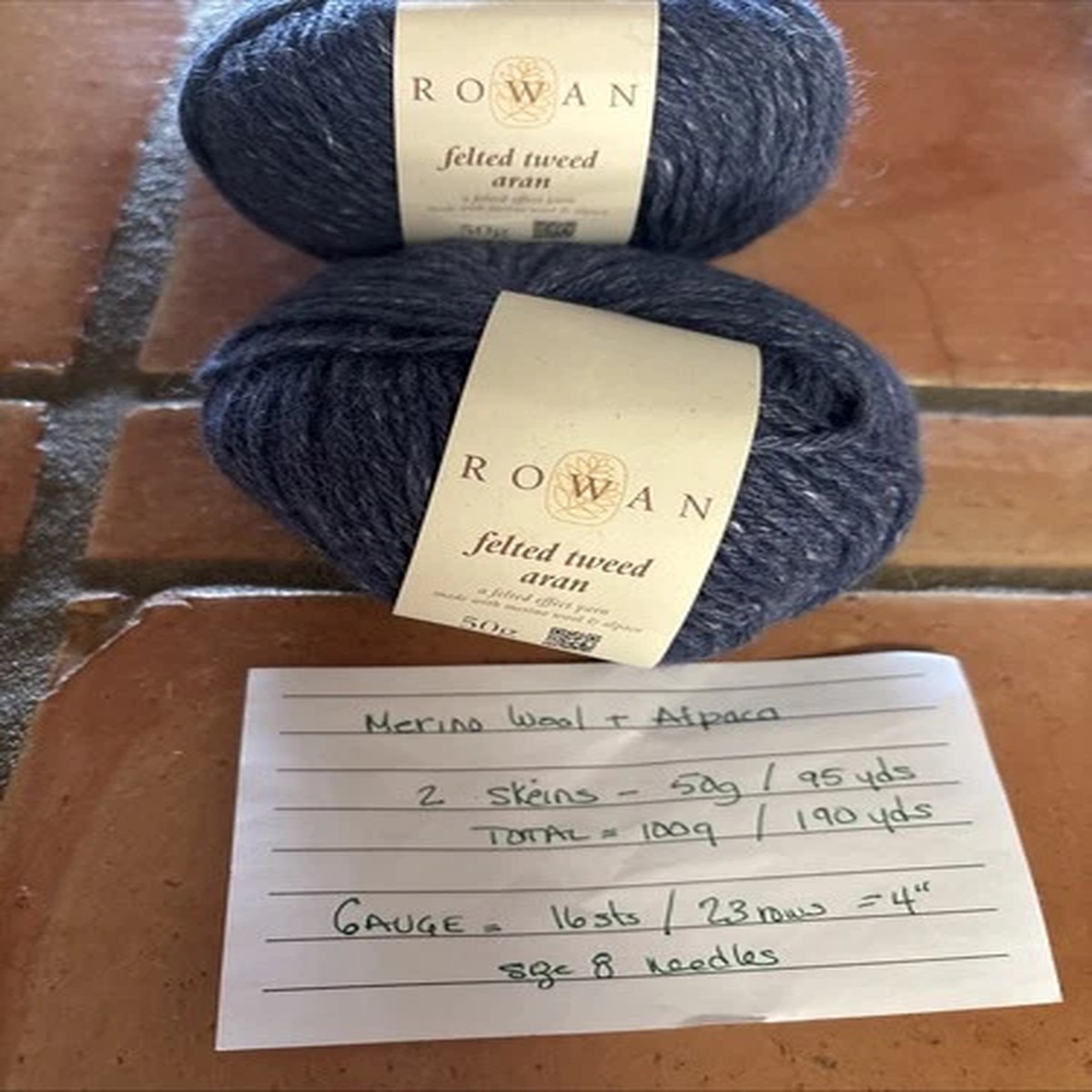 NWT 2 - Rowan Felted Tweed Yarn in Blue Tweed Aran 778 11154