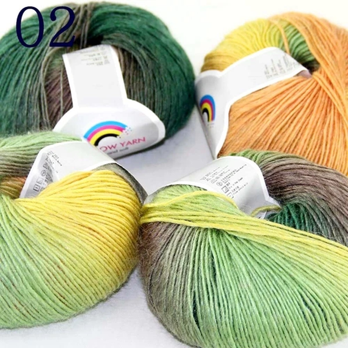 Sale 4Ballsx50gr Rainbow Blankets Rug Shawl Cashmere Wool Hand Crochet Yarn 02
