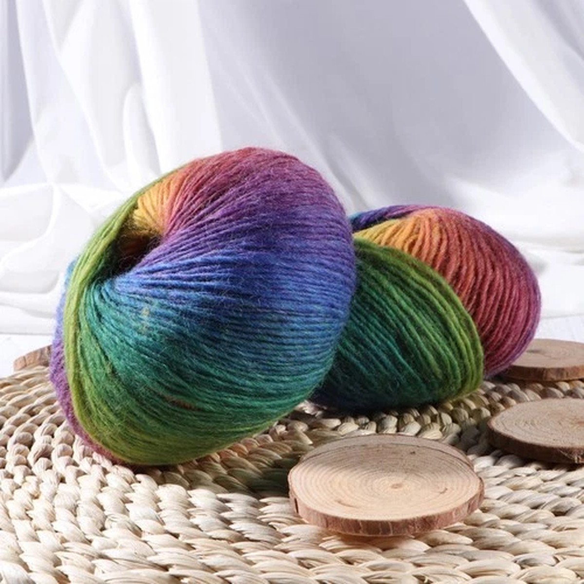 2Pcs Wool Yarn for Knitting Multi Color Durable Soft Sturdy Sewing Use
