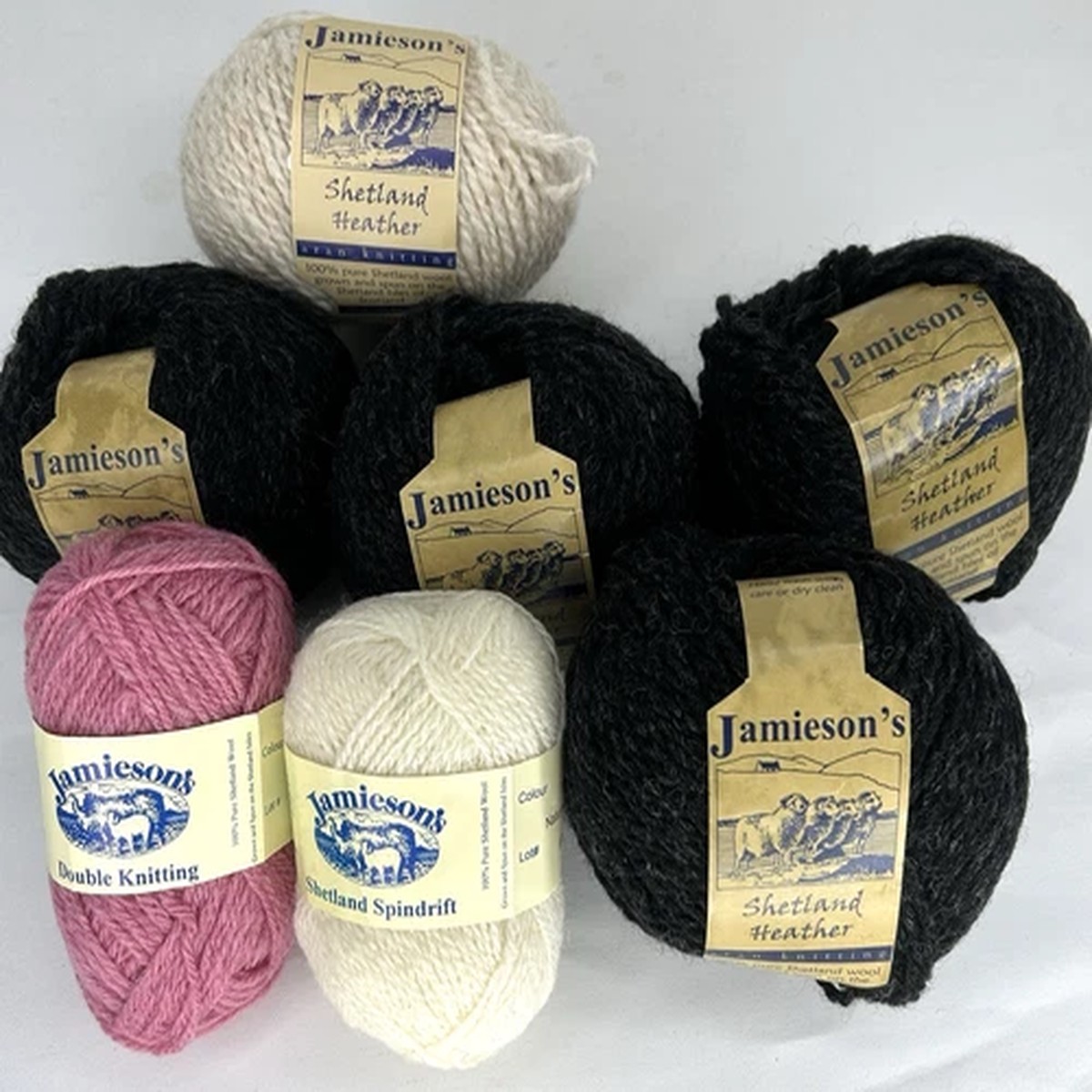 Jamieson's Shetland Heather Yarn 7 Balls Ivory Sorbet Charcoal 100%Scotland Wool