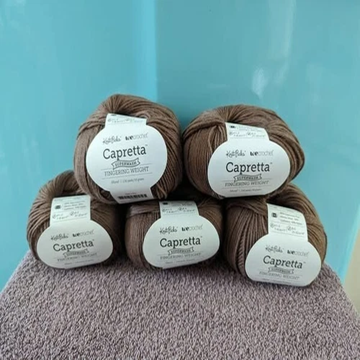 Knit Picks Capretta, Lot of 5, Matching Dye Lots, Merino + Cashmere + Nylon