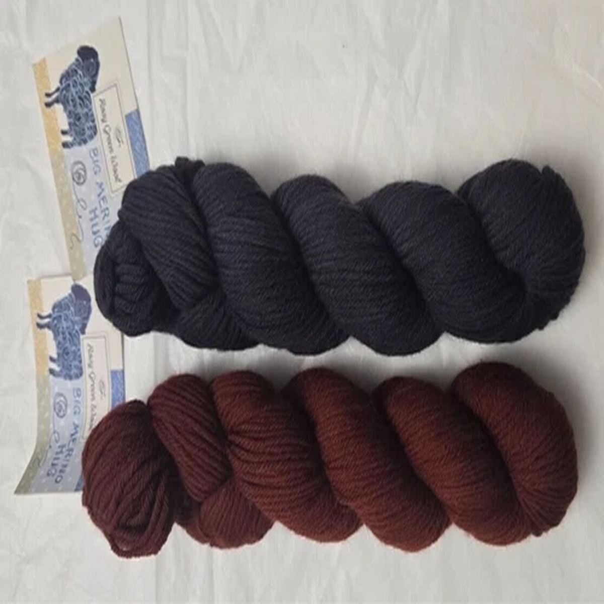 Rosy Green Wool 100% Virgin Wool Yarn Gray, Russet / Orange Brown England 7+ Oz