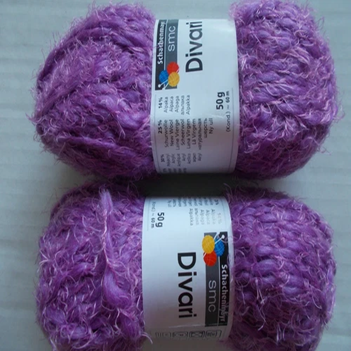 Schachenmayr Nomotta Divari wool blend yarn, lavender, lot of 2 (66 yds ea)
